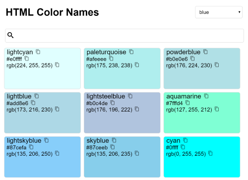 HTML COlor Names